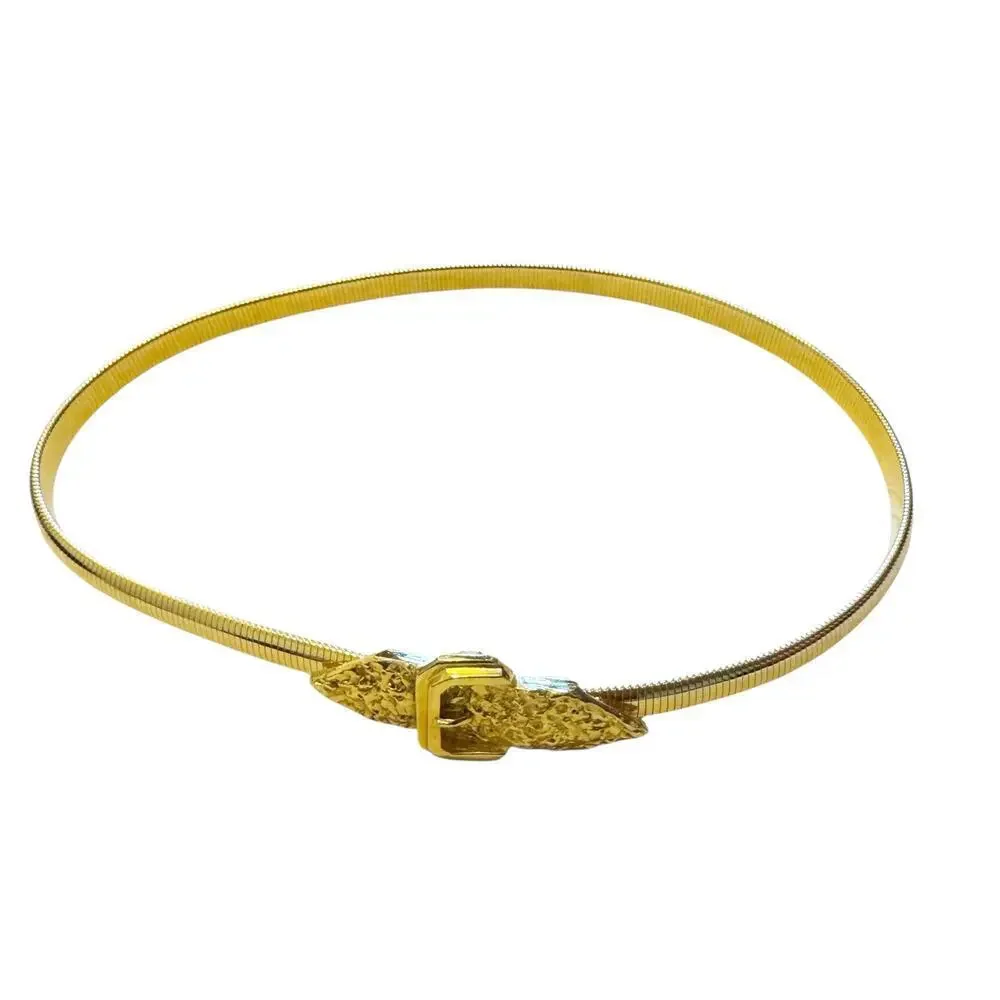 Vintage N.Y.C. Women's Gold Tone Metal Etruscan Buckle Waist Belt One Size